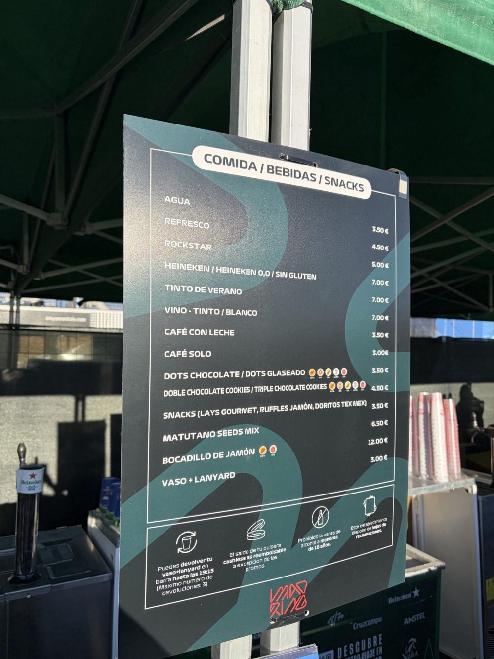 Estos son los precios de las consumiciones en el circuito MadRing de Madrid.