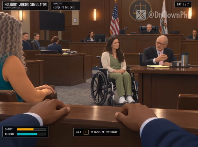 Primer gameplay del 'simulador de jurado discordante en el juicio de Lindsay Clancy'.