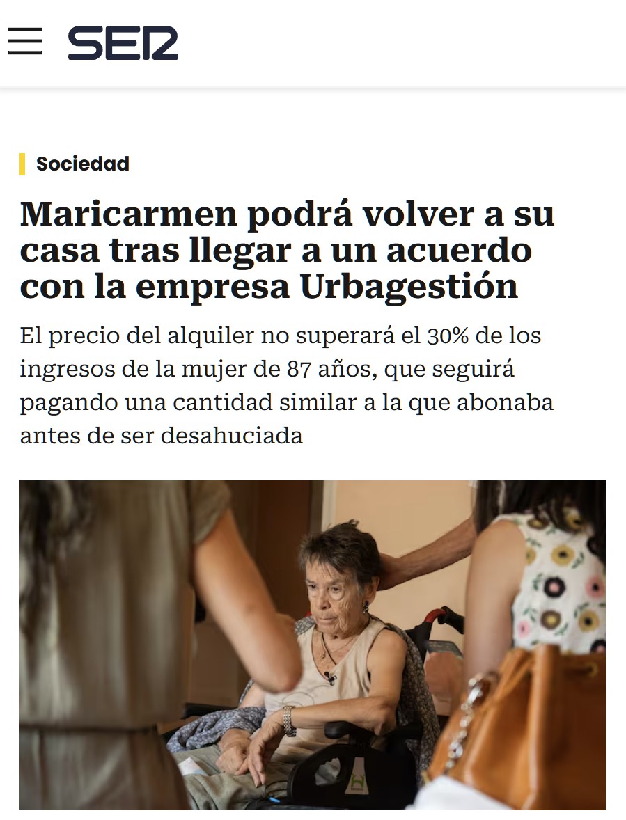 Almeida abraza el populismo y consigue unas condiciones discrecionales solo para Maricarmen: podrá volver a su vivienda pagando menos del 30% de su pensión.