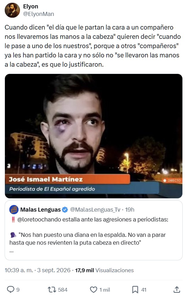 "Nos han puesto una diana en la espalda. No van a parar hasta que nos revienten la p*ta cabeza en directo". "El día que le partan la cara a un compañero y termine en el hospital nos echaremos la mano a la cabeza"