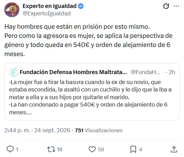 La mujer fue a tirar la basura cuando la ex de su novio, que estaba escondida, la asaltó con un cuchillo y le dijo que la iba a matar a ella y a sus hijos por quitarle el marido. La han condenado a pagar 540€ y orden de alejamiento de 6 meses.