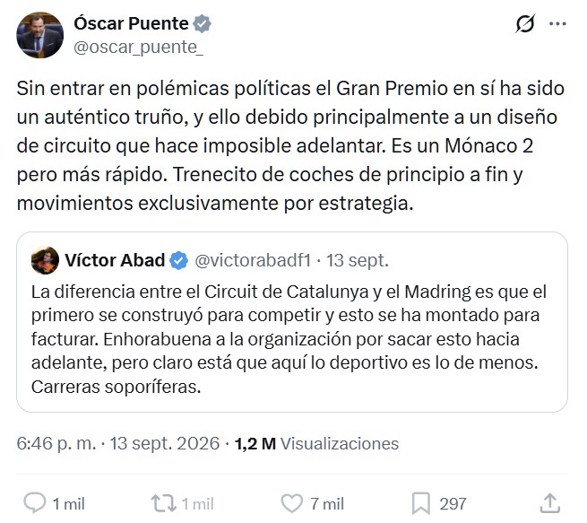 ¿Qué hace un ministro de transportes haciendo este tipo de declaraciones sobre un Gran Premio de su país?