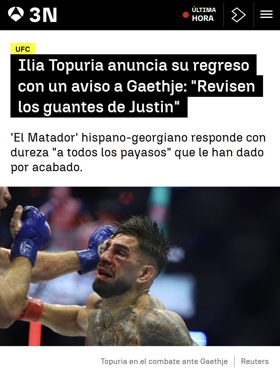 Topuria rompe su silencio y deja caer que Gaethje pudo hacer trampas: «La próxima vez me aseguraré de que revisen sus guantes»
