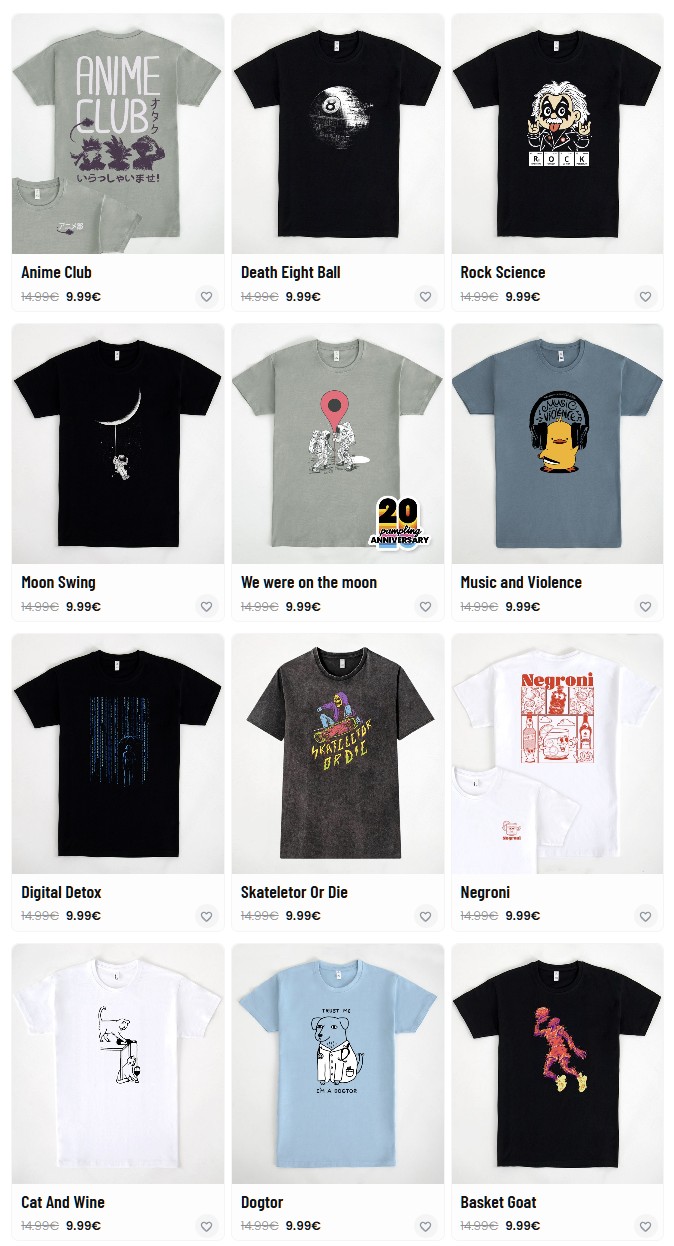 3 camisetas por 15 euros usando el código especial '3X15Sentado' en Pampling.