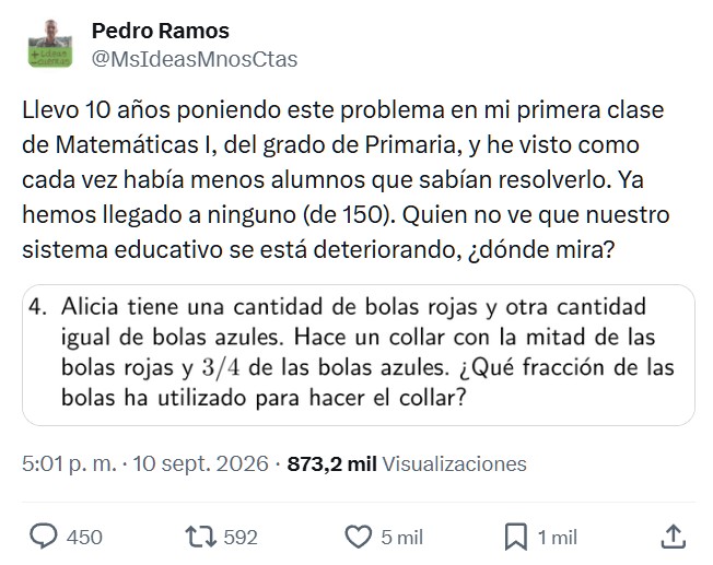 Sesudo problema de matemáticas del grado en Magisterio