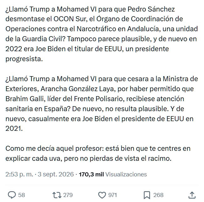 Rufián acusa a Marruecos de enviar 80.000 personas a su frontera para "cargarse" al Gobierno con la colaboración de EEUU, Israel y la derecha y ultraderecha española. Además, ha calificado de "pusilánime" al Ejecutivo por su actitud ante Rabat.
