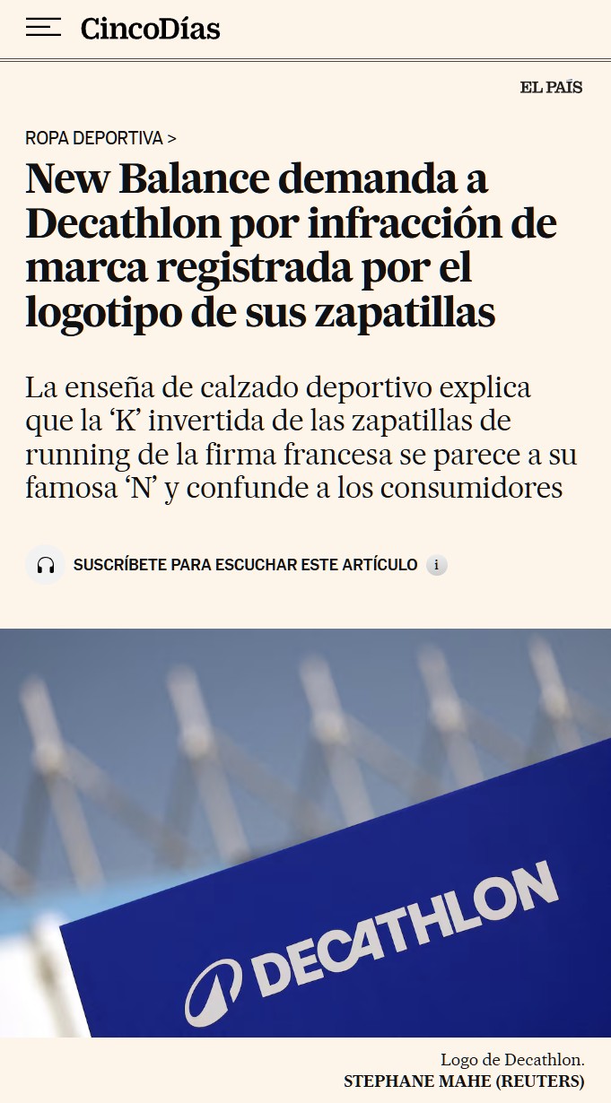 New Balance ha demandado a Decathlon.