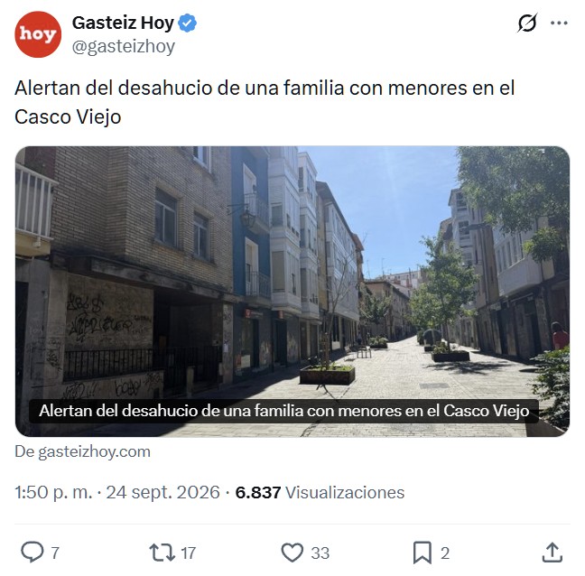¡ALERTA! ¡Desahucio en el casco viejo de Vitoria!