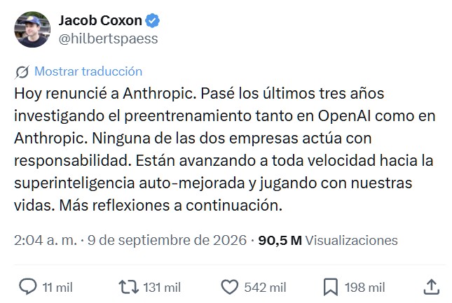 Otro ingeniero que dimite porque cree que la IA nos va a acabar mаtаndo a todos.