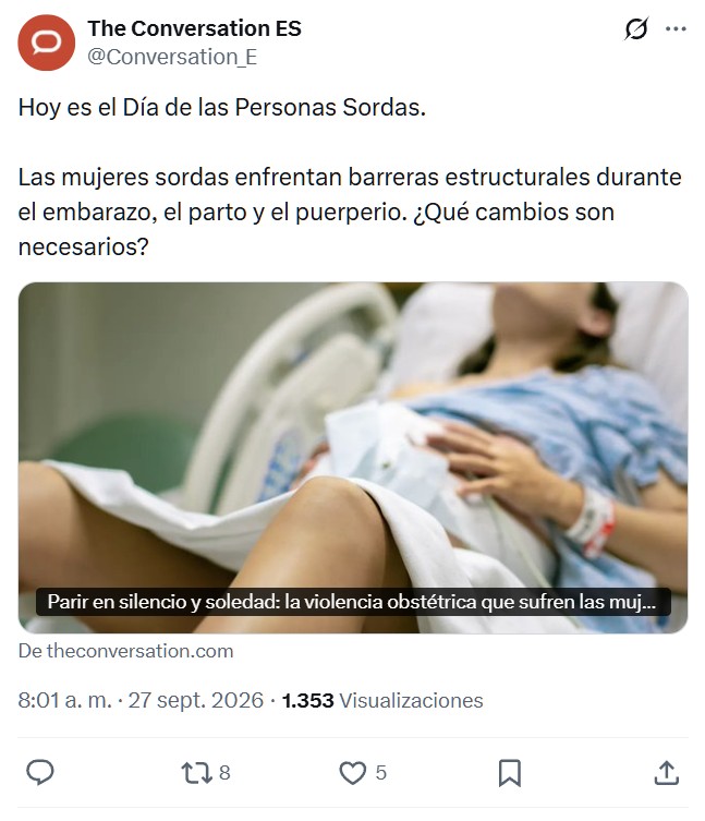 "Hoy es el día de las personas sordas... Así que vamos a hablar solo de las mujeres. Que les den a los hombres sordos y sus dificultades."