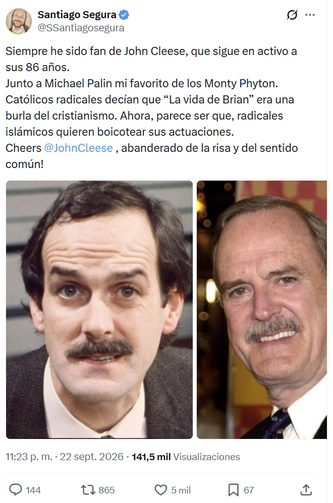 John Cleese es uno de los últimos bastiones del humor inteligente y sin límites.