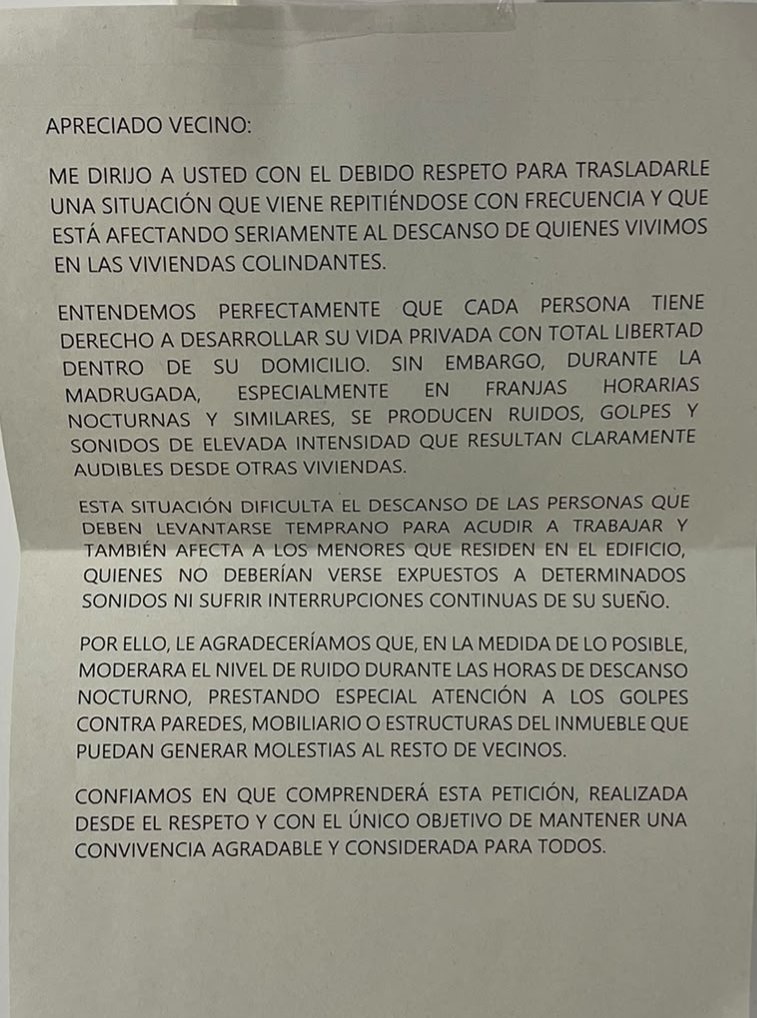 Vecinos colegas que te aperciben con el debido respeto.
