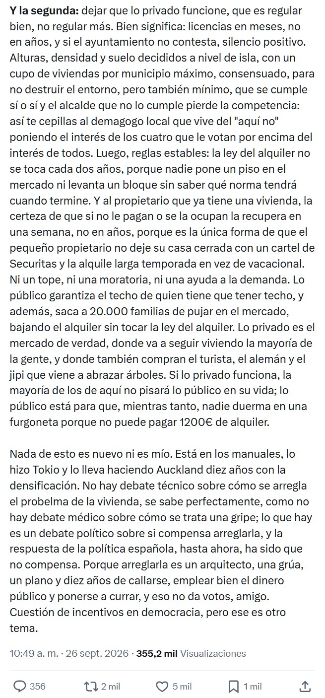 Las medidas inútiles que solo consiguen titulares y dañan la oferta, no van a solucionar el problema de la vivienda.