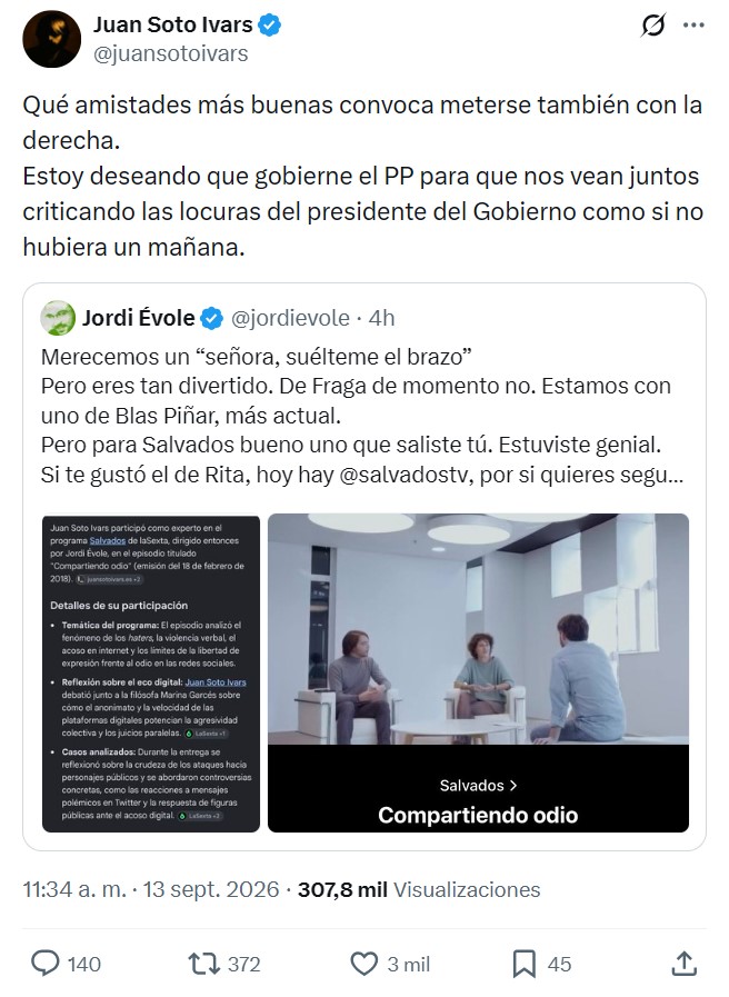 Pique entre Soto Ivars y Jordi Ébola.