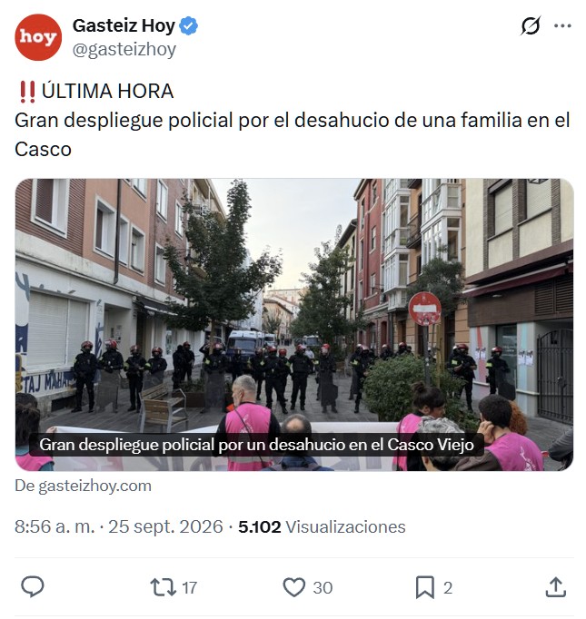 ¡ALERTA! ¡Desahucio en el casco viejo de Vitoria!