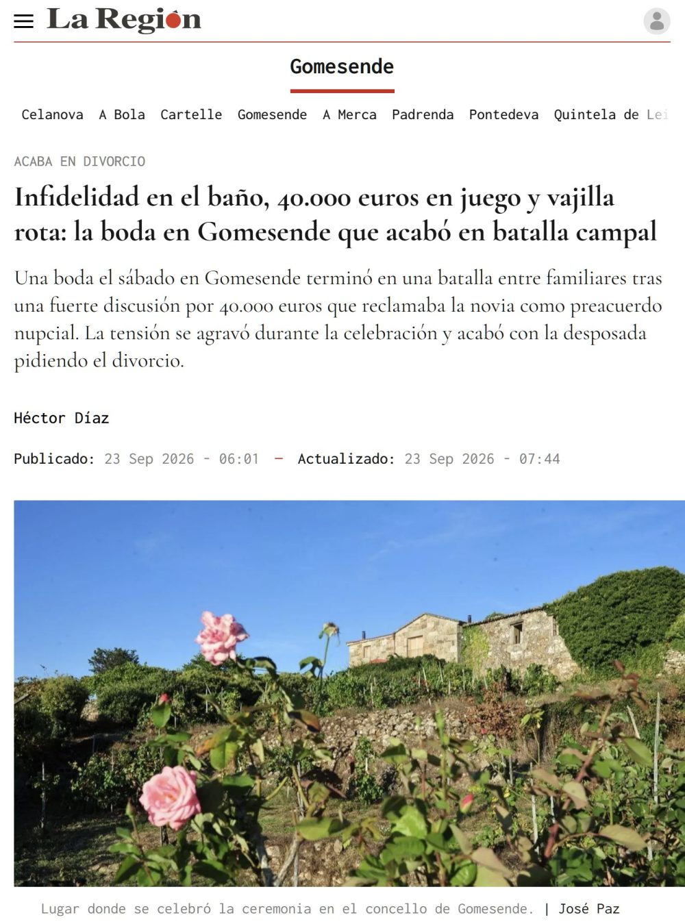 Una boda acaba en batalla campal en Gomesende (Ourense).
