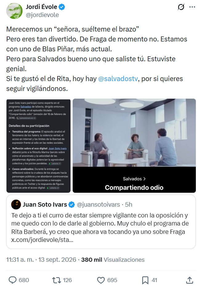 Pique entre Soto Ivars y Jordi Ébola.