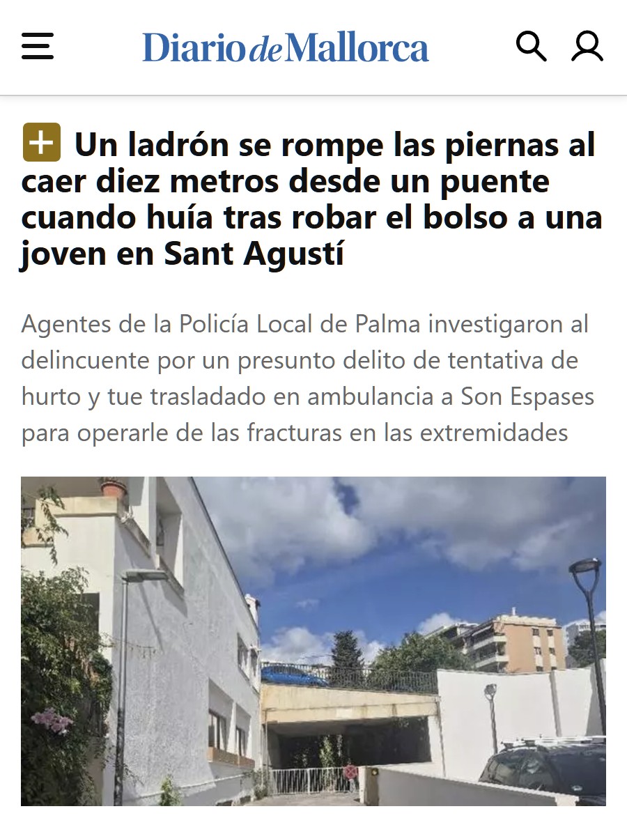 Un ladrón argelino se parte las piernas tras saltar desde un puente mientras huía.