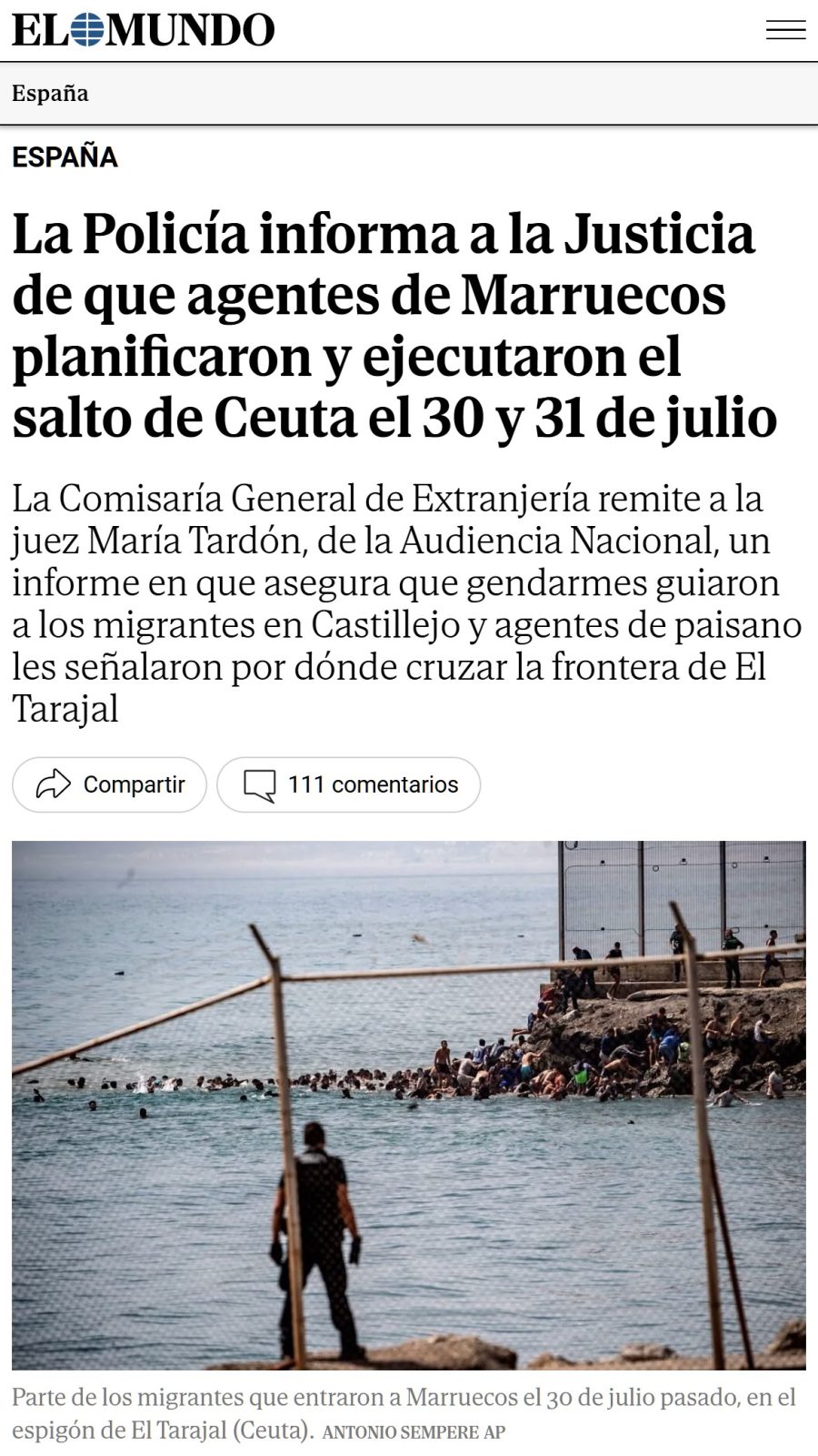 Para sorpresa de nadie: la Policía sabía que la invasión fue planificada por autoridades marroquís.