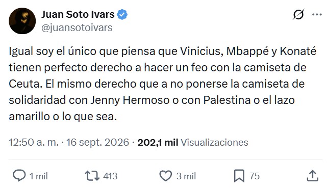 Los jugadores del Real Madrid Mbappé, Vinicius y Konaté evitan ponerse bien la camiseta en apoyo a Ceuta tras la invasión de Marruecos.