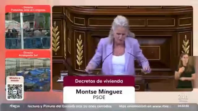 Montse Mínguez hace diez días: "¡Caretas fuera! Aquí de lo que se trata es de fondos buitre o de familias, de la especulación o de apoyar a la mayoría social”.