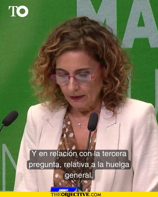 María Jesús Montero: «Las huelgas generales se convocan contra los gobiernos. En este caso, la huelga general se convoca contra la oposición».