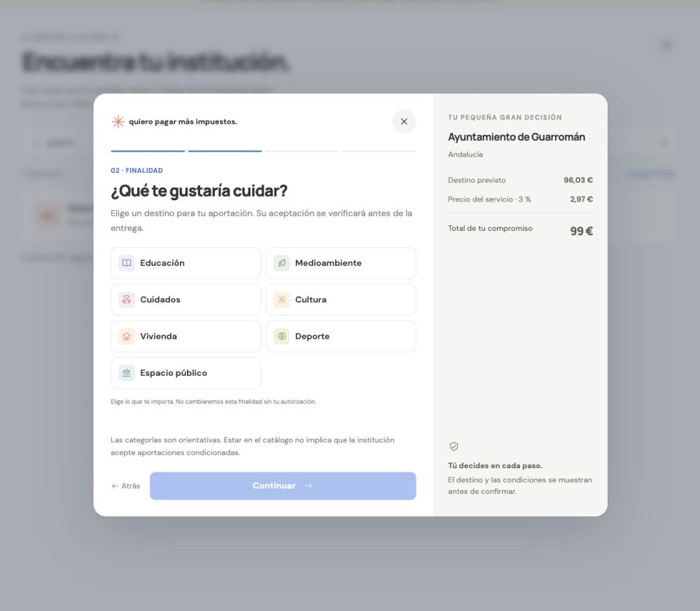 "Yo estaría dispuesto a pagar más impuestos". Vale, amigo, he hecho una web para ti: pagarmasimpuestos.com