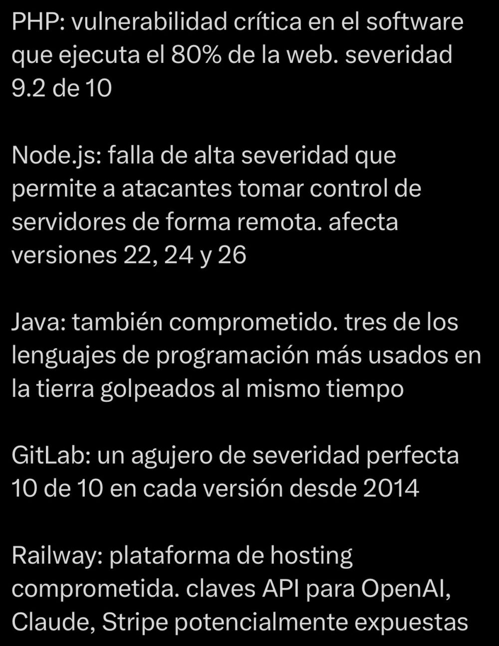 Todos los administradores de sistemas están dando acceso completo a las IAs para solucionar todos los agujeros de seguridad que las IAs acaban de descubrir. Exactamente así empezó Terminator.