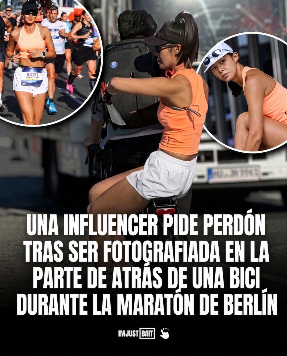 Pillote a una influencers haciendo trampas en la maratón de Berlín.