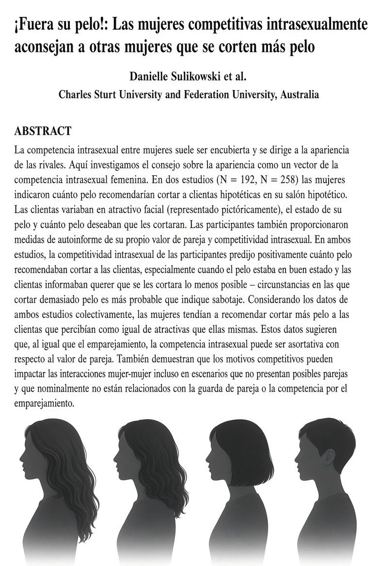 Las mujeres tienden a recomendar cortarse más el pelo a las mujeres que perciben como igual de atractivas que ellas.