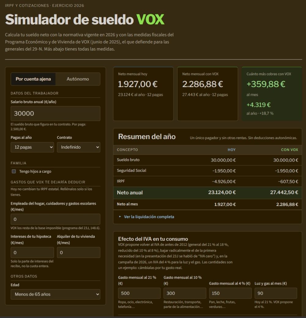Sobre la reforma fiscal que propone VOX.