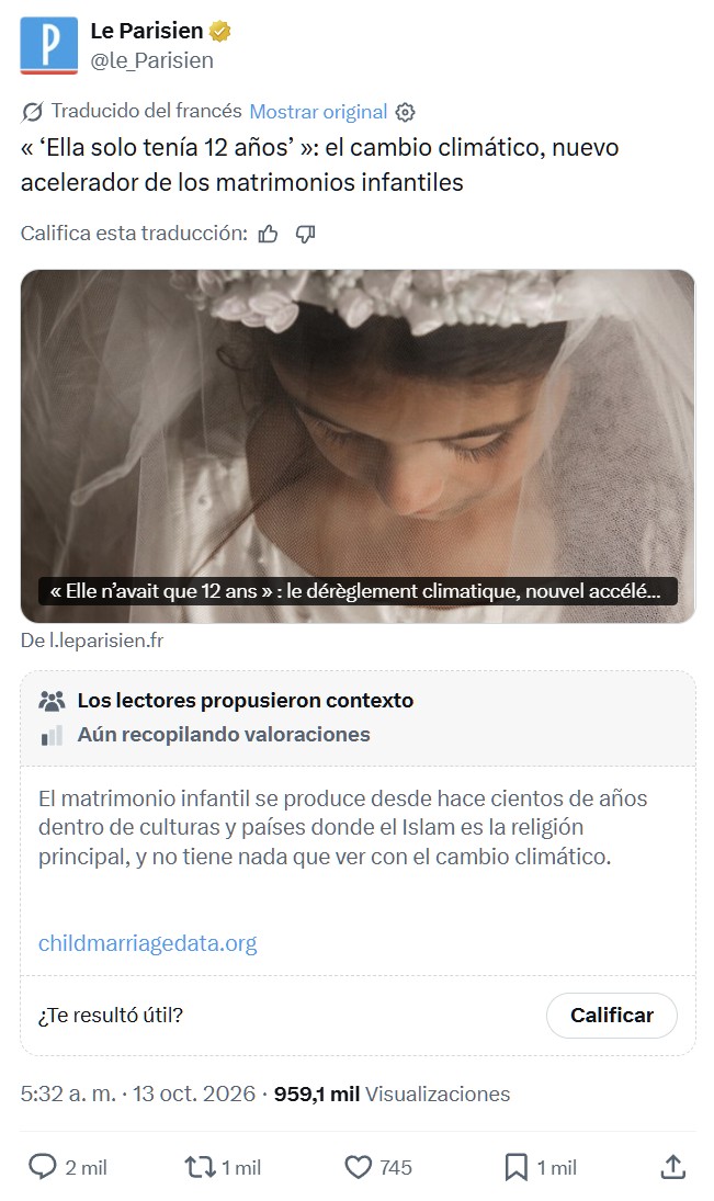 El cambio climático también está detrás de los matrimonios infantiles.