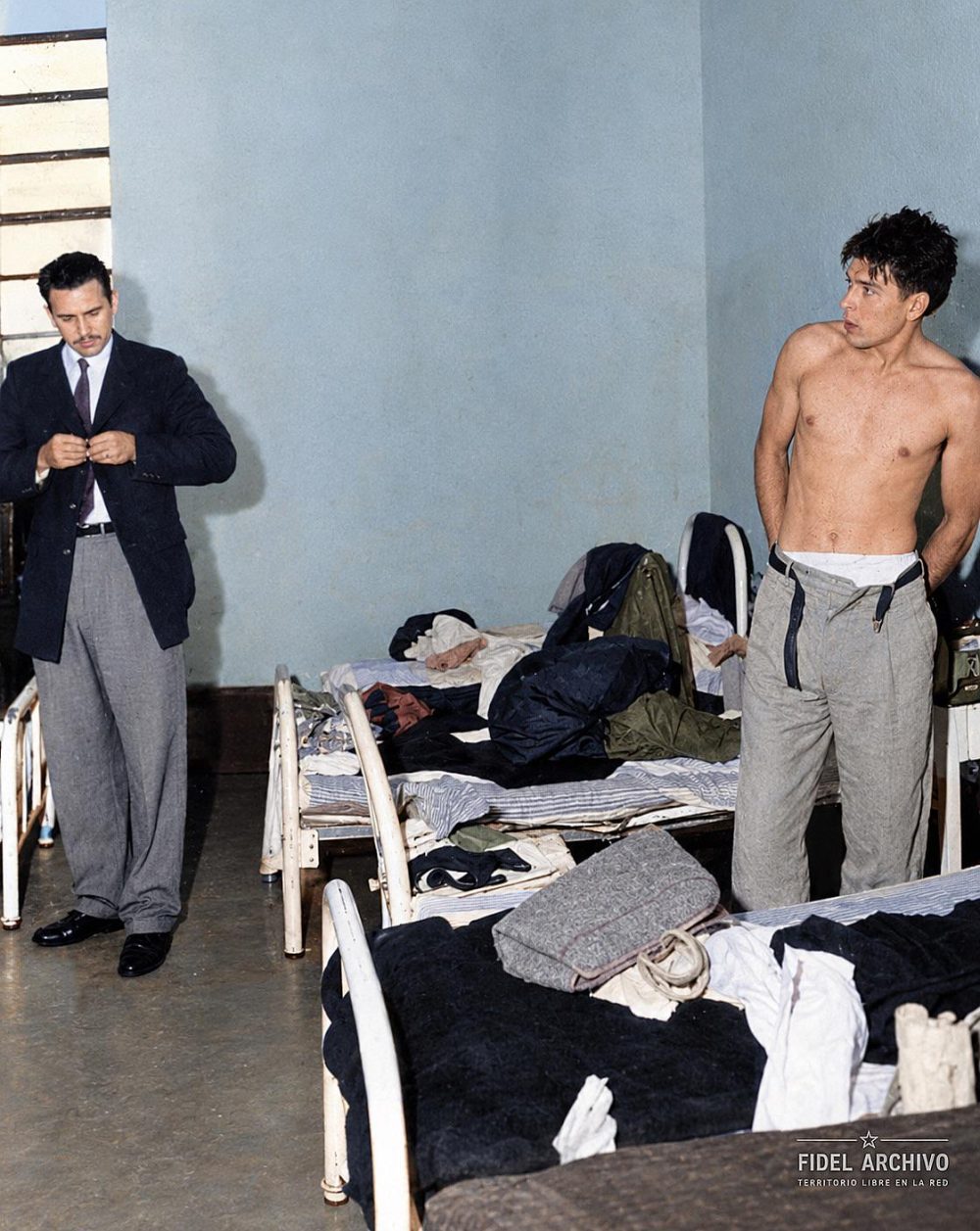Fidel Castro y el Che Guevara cuando estaban presos en Ciudad de México, julio de 1956