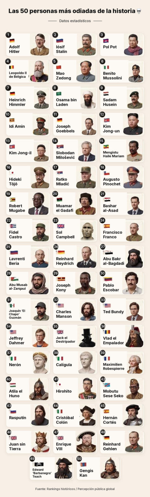 Las 50 personas más odiadas de la historia.