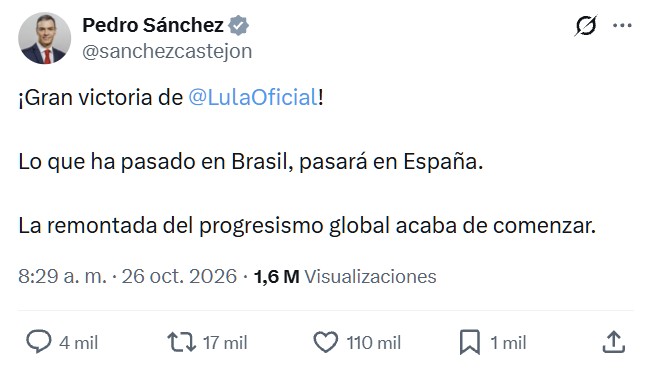 "Lo que ha pasado en Brasil, pasará en España"