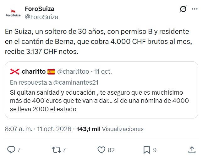 Infografía sobre el coste empresa de un empleado de 27 años que cobra 70k en Zurich vs 70k en España.