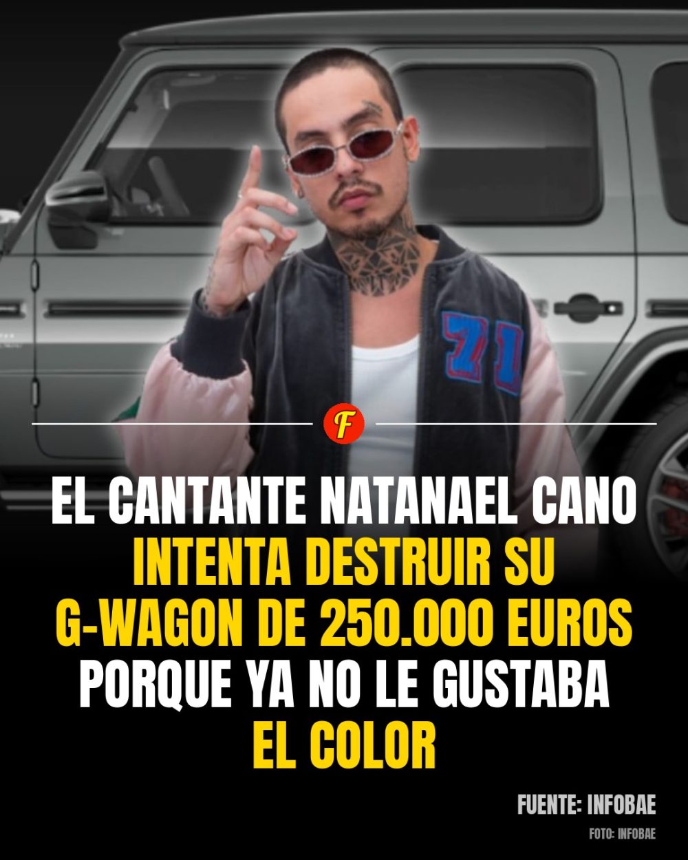 Natanael Cano la emprende a pedradas con su Mercedes G 63 de casi 250.000 euros porque ya no le gustaba el color
