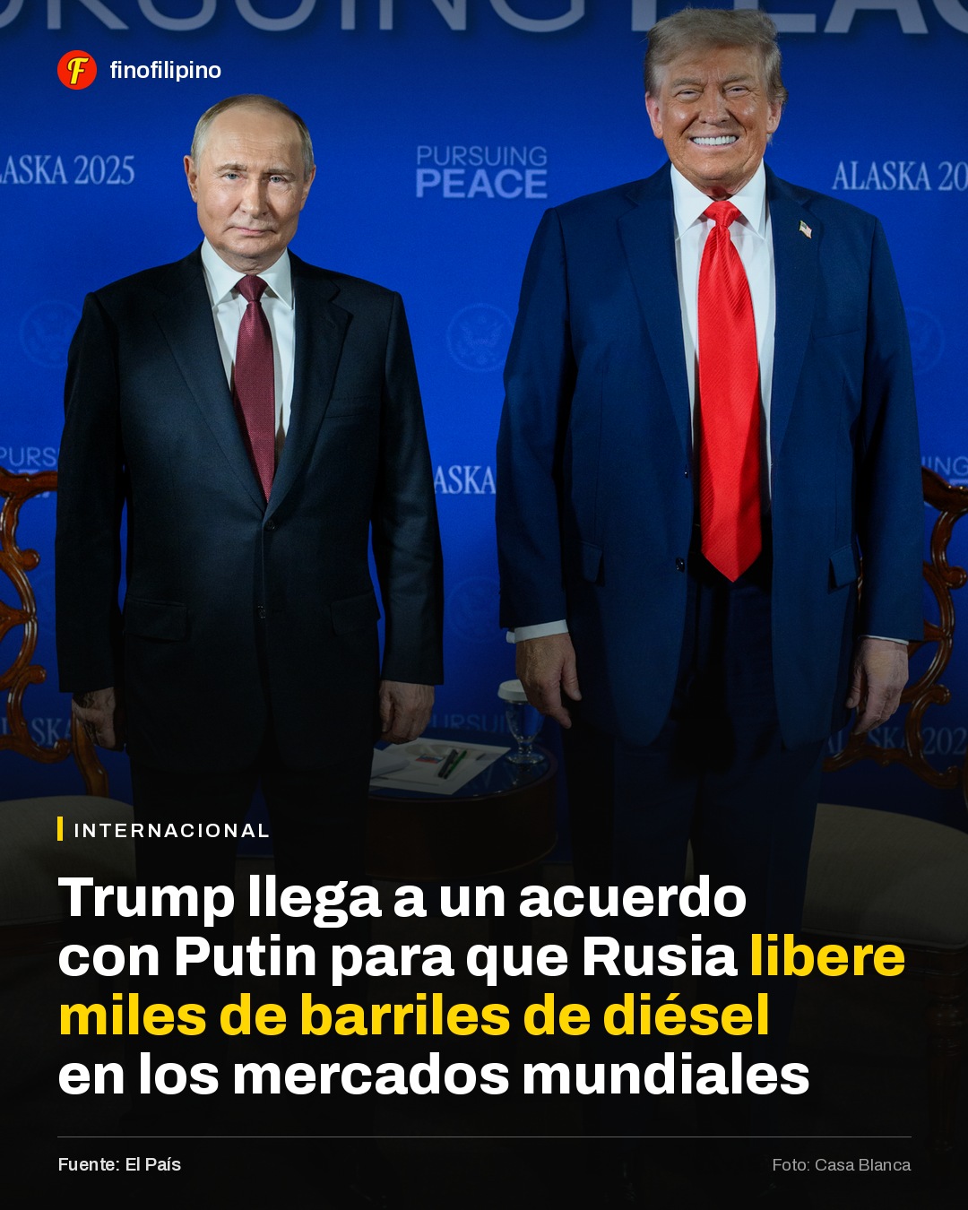 Trump soluciona lo del diésel a un mes de las elecciones: se lo compra a Putin, que justo andaba buscando cómo financiar una guerra.