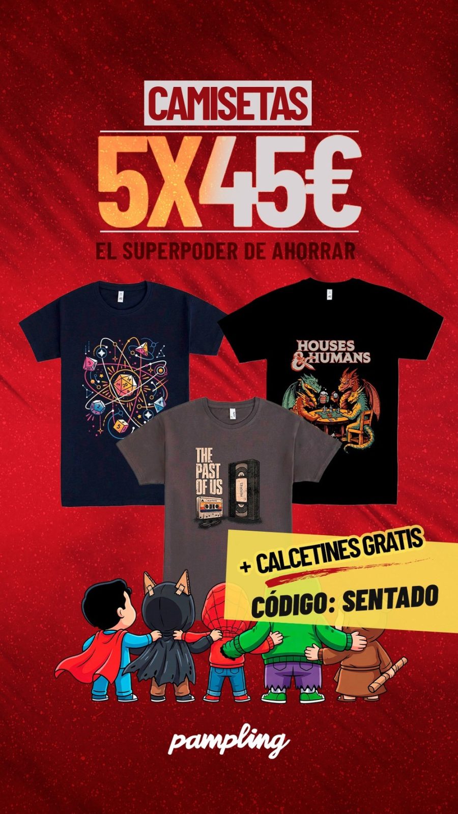 El superpoder de ahorrar: 5 camisetas por 45 euros en Pampling (y calcetines gratis)