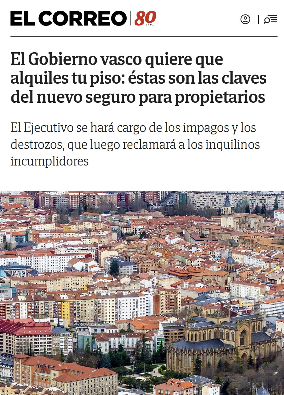 El Gobierno Vasco se hará cargo de los impagos y los destrozos en los pisos de alquiler privado.