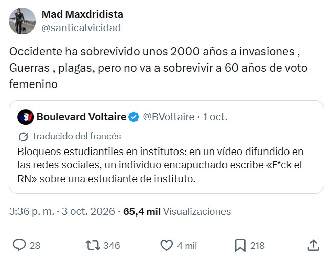 Un individuo encapuchado escribe «F*ck el RN» sobre una estudiante de instituto.