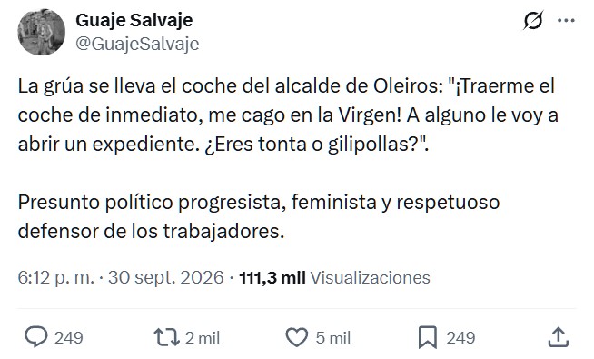 El alcalde de Oleiros responde con insultos a su policía local porque le retiraron el coche particular.