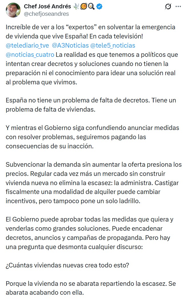 Cuando un cocinero dice cosas más sensatas y con más base científica que la gente que nos gobierna... algo no va bien.