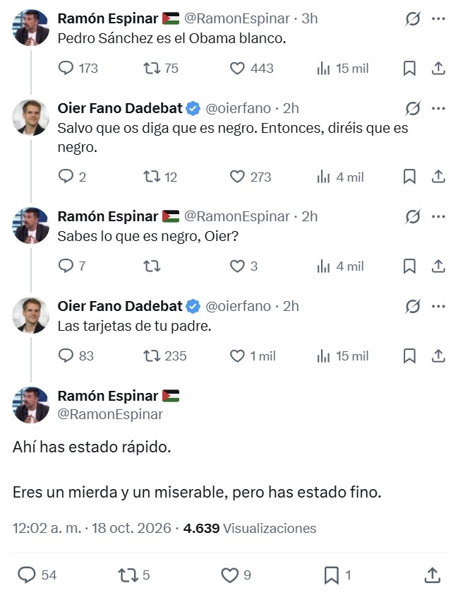Espinar se ha ido calentito a la cama esta noche.
