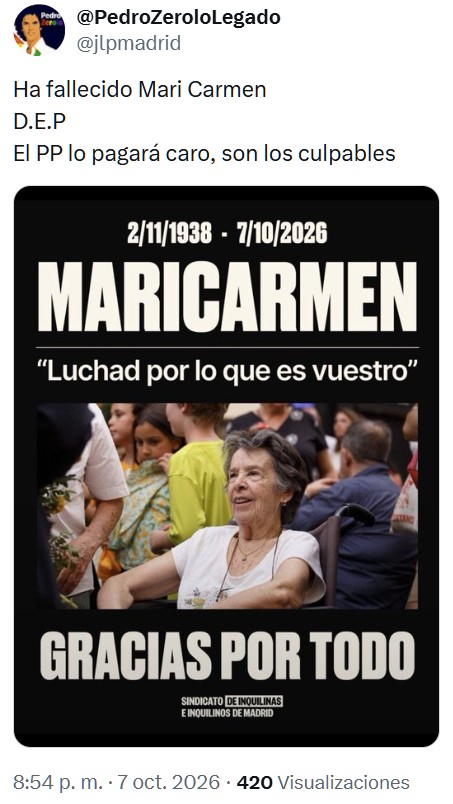 Maricarmen ha muerto.