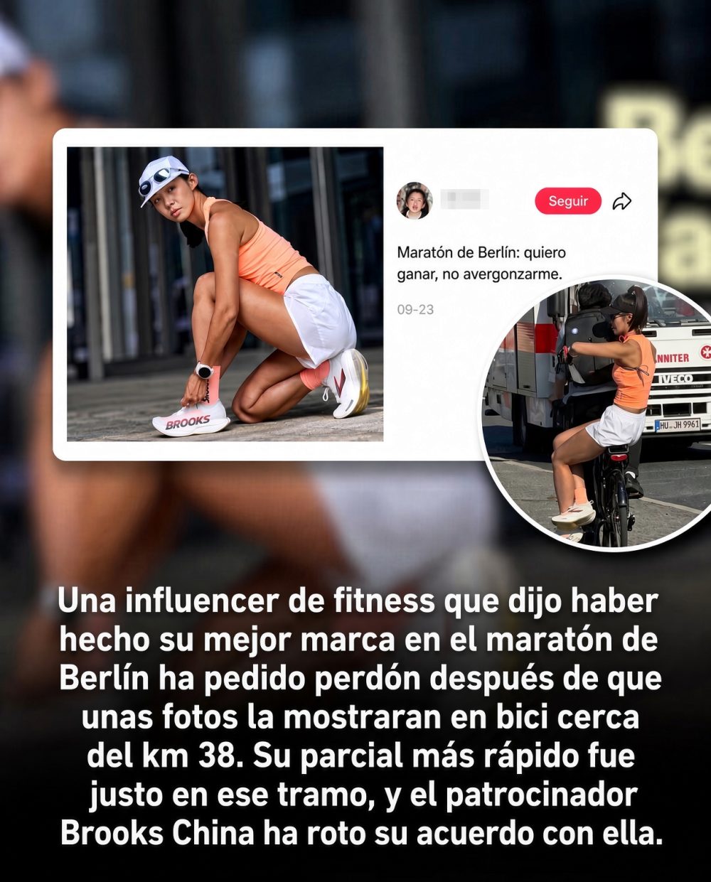 Pillote a una influencers haciendo trampas en la maratón de Berlín.
