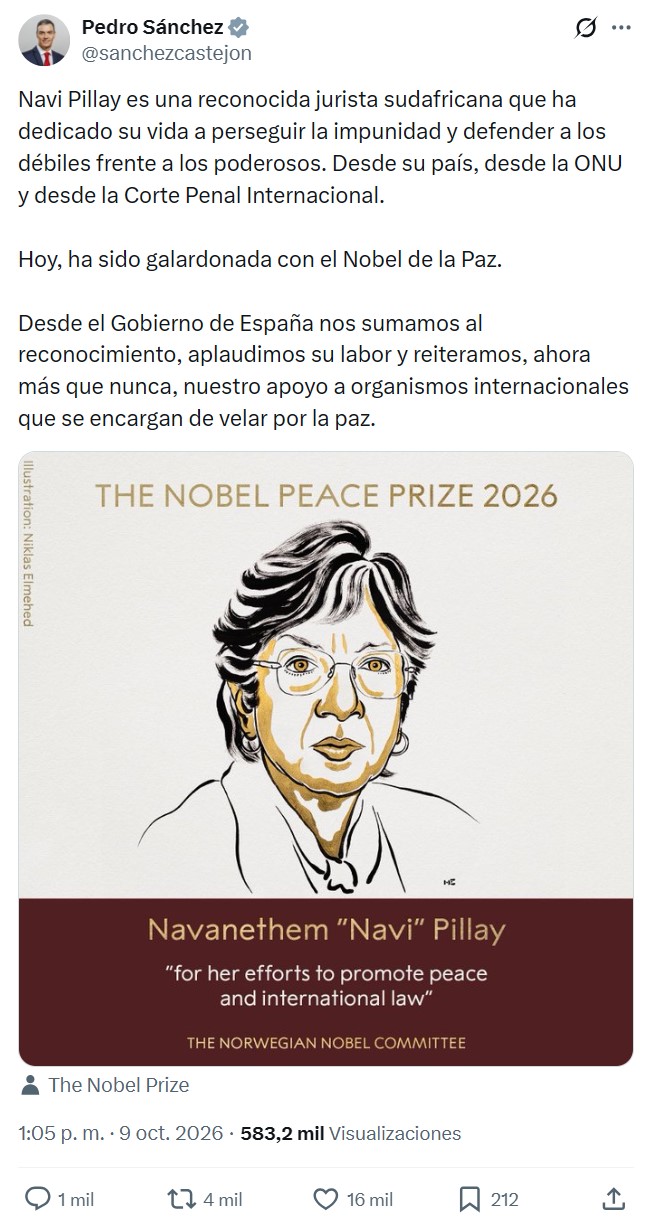 Vaya, ahora sí se pronuncia sobre los Nobel.