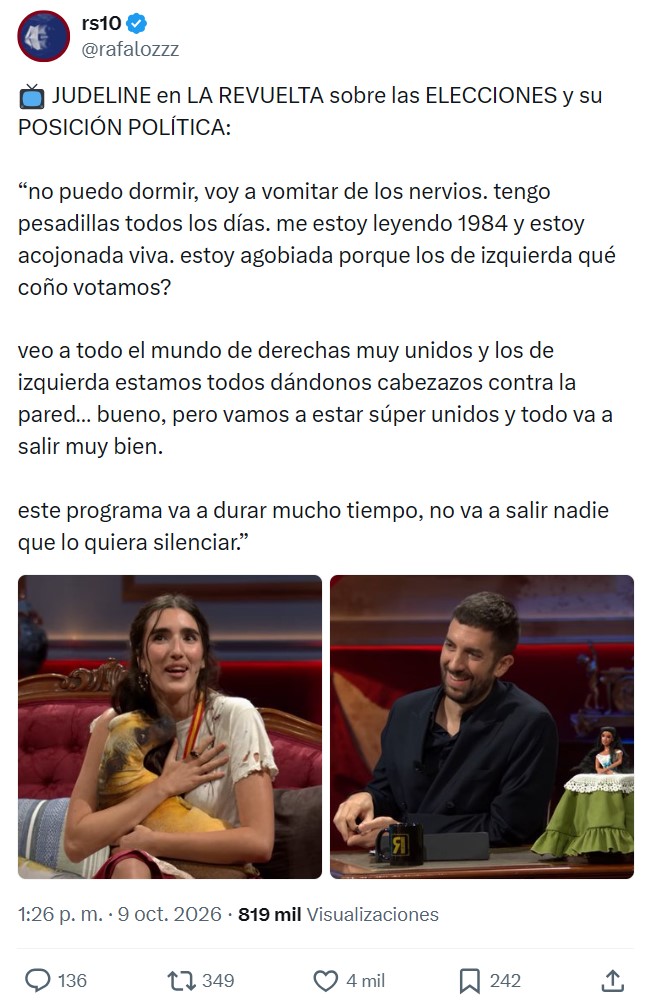 Imagina decir que estás leyendo 1984 mientras eres entrevistada en LA TELEPANTALLA de TelePedro.