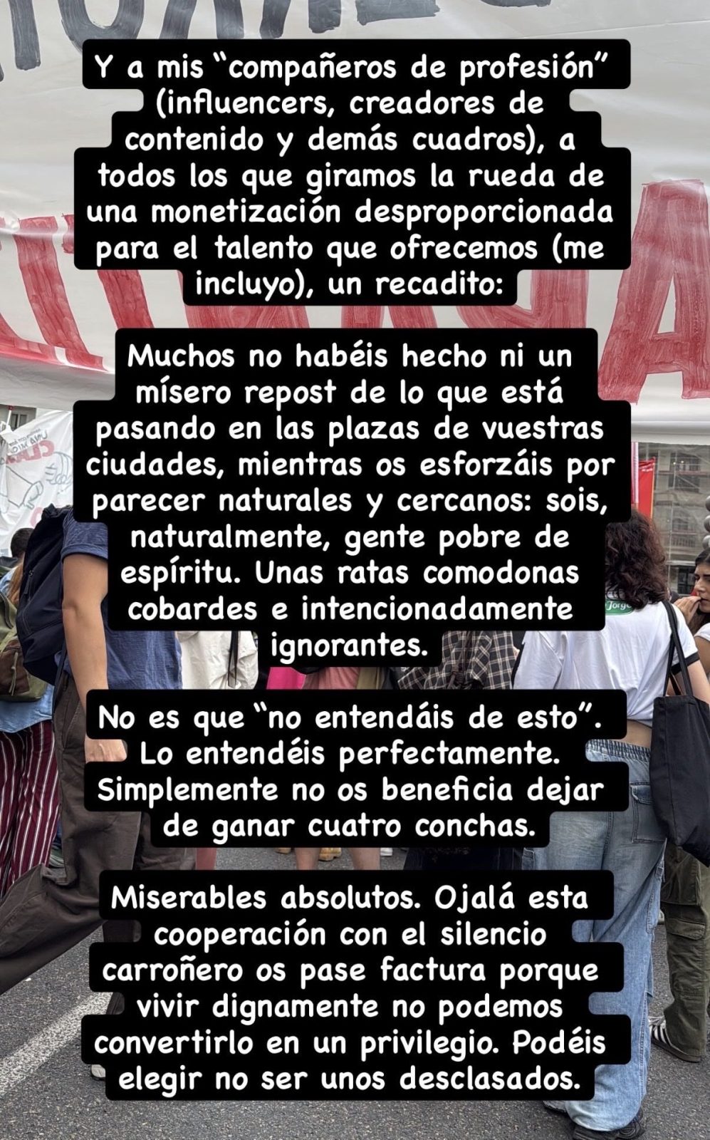 Mensaje de Inés Hernand a todos sus amigos y compañeros que no se han significado por la última polémica prefabricada del PSOE.