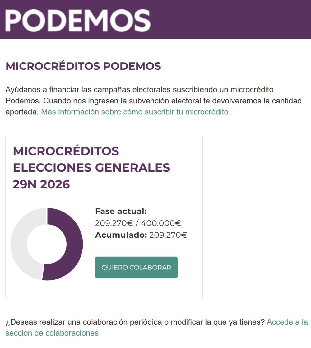 Irene Montero pidiendo donaciones para la campaña de Podemos